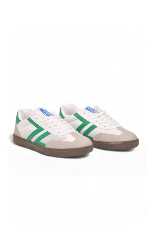 Beyaz-Yeşil Bağcıklı Hafif Rahat Unisex Yürüyüş ve Spor Ayakkabı Sneaker 234750
