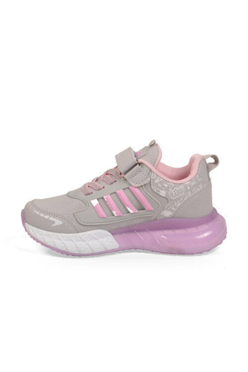 Cırt Bantlı Kalın Tabanlı Buz-Pembe Kız Çocuk Yürüyüş ve Spor Ayakkabı Sneaker 748 Cilt