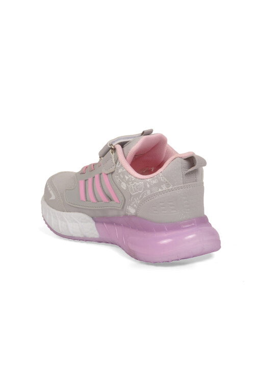 Cırt Bantlı Kalın Tabanlı Buz-Pembe Kız Çocuk Yürüyüş ve Spor Ayakkabı Sneaker 748 Cilt