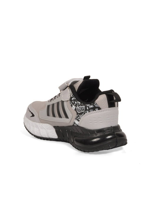 Cırt Bantlı Kalın Tabanlı Beyaz-Siyah Erkek Çocuk Yürüyüş ve Spor Ayakkabı Sneaker 748 Cilt