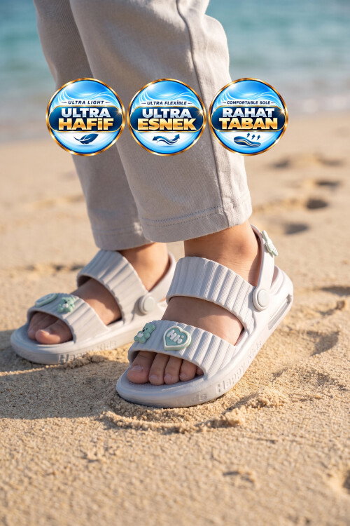 Hafif Rahat Yumuşa Tabanlı Aksesuarlı Işıklı Buz Unisex Çocuk Terlik 4592 B-P