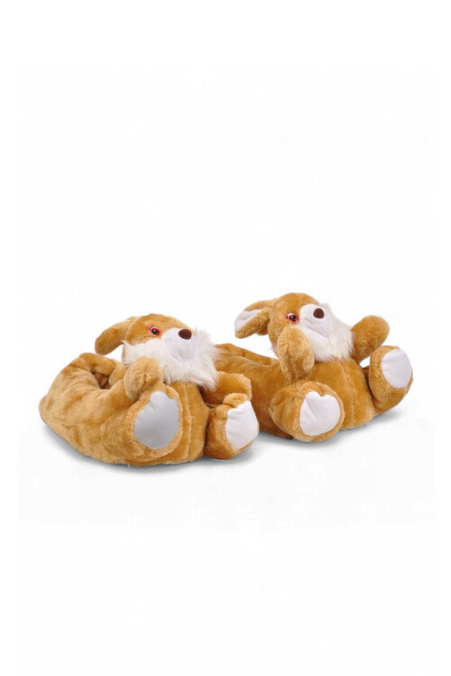 Sıcak Tutan Ayıcık Desenli Camel Unisex Ev Terliği Panduf  H025.Z.0000