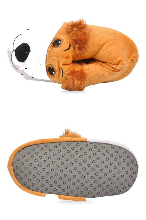 Sıcak Tutan Köpek Desenli Camel Unisex Ev Terliğ Panduf H025.Z.0008