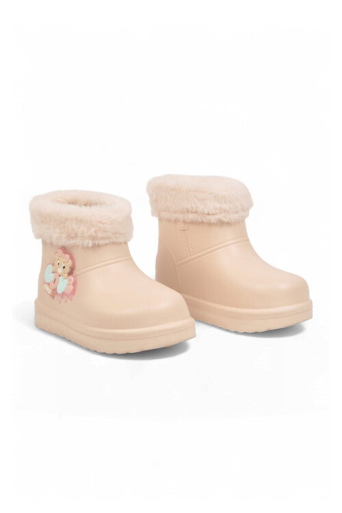 Ekru İçi Kürklü Sıcak Tutan Aksesuarı Işıklı Unisex Çocuk Bot-Çizme 515