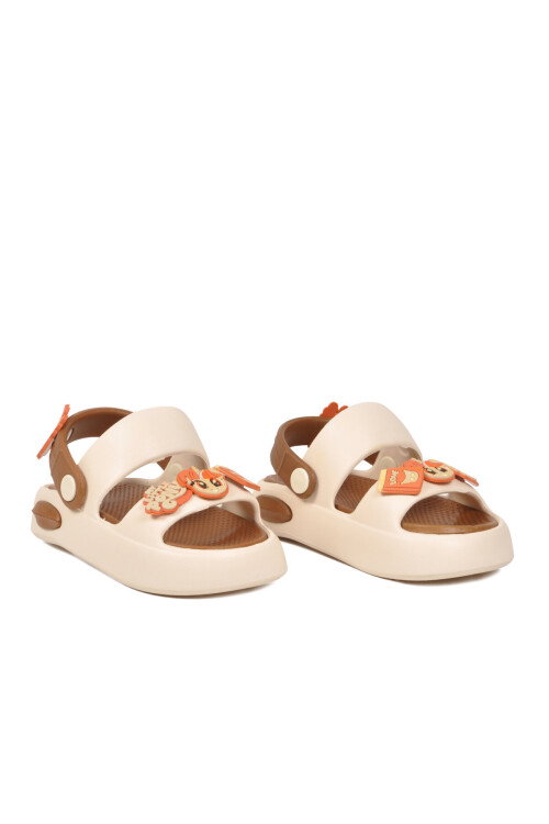 Ekru-Taba Hafif Esnek Eva Taban Unisex Çocuk Terlik 4505 F-P