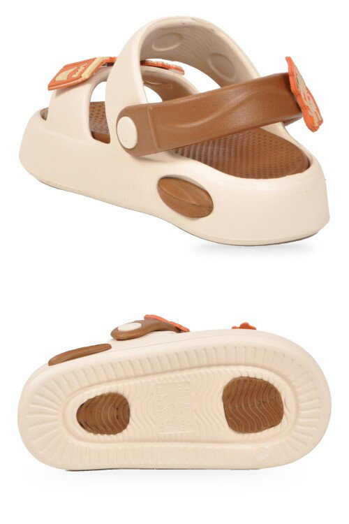 Ekru-Taba Hafif Esnek Eva Taban Unisex Çocuk Terlik 4505 F-P