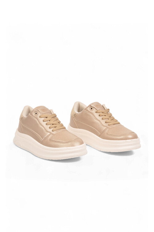 Gold Bağcıklı Kalın Tabanlı Unisex Yürüyüş ve Spor Ayakkabı Sneaker Code 412