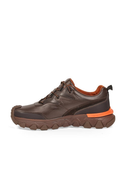 Kahve Hakiki Deri Kaymaz Tabanlı Erkek Casual Sneaker Ayakkabı 152-24252