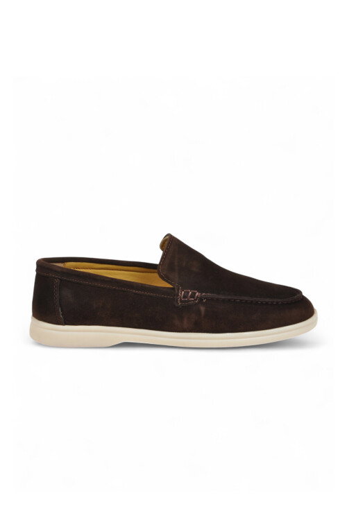 Kahve Hakiki Deri Şık Rahat Espadril Erkek Casual Ayakkabı Loafer 6K020-217