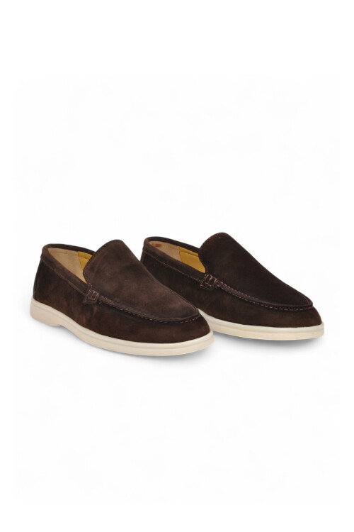 Kahve Hakiki Deri Şık Rahat Espadril Erkek Casual Ayakkabı Loafer 6K020-217