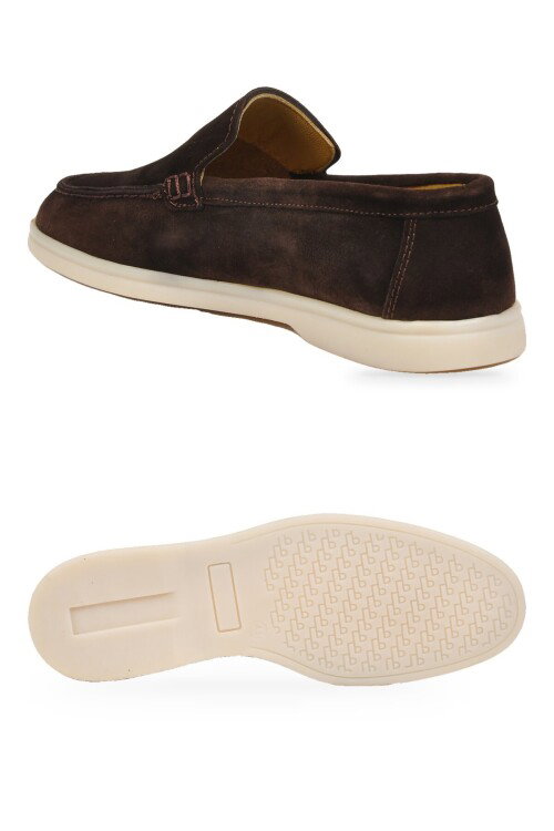 Kahve Hakiki Deri Şık Rahat Espadril Erkek Casual Ayakkabı Loafer 6K020-217