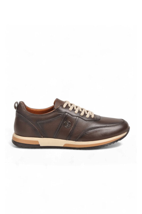 Kahve Hakiki Deri Bağcıklı Erkek Casual Sneaker Ayakkabı 42172