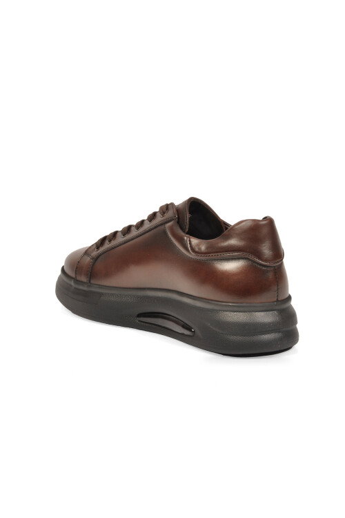 Kauçuk Tabanlı Bağcıklı Sneaker Kahve Hakiki Deri Erkek Casual Ayakkabı XS2456-6015 