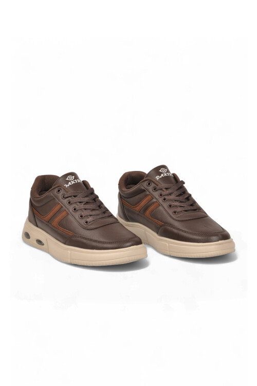 Kahve Bağcıklı Hafif Esnek Tabanlı Erkek Casual Yürüyüş Ayakkabı Sneaker 128 Cilt