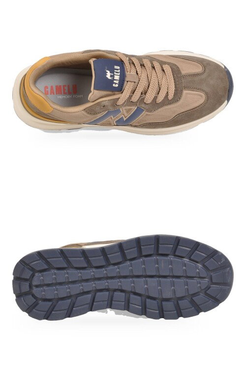 Bağcıklı Kalın Tabanlı Şık Rahat Memory Foam Kahve Erkek Casual Yürüyüş Ayakkabı Sneaker Draw 