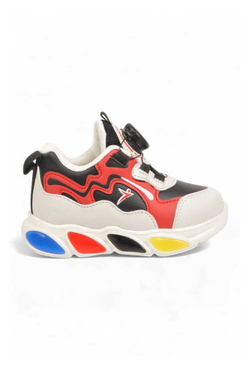 Kırmızı Akıllı Bağcıklı Işıklı Bebek Spor Ayakkabı Sneaker Elliot Cilt