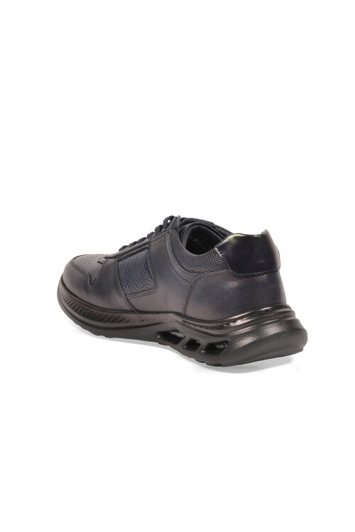 Kauçuk Tabanlı Bağcıklı Sneaker Lacivert Hakiki Deri Erkek Casual Ayakkabı HZ2461-2522