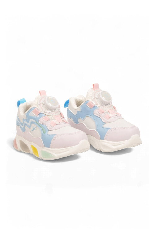 Pudra Akıllı Bağcıklı Işıklı Bebek Spor Ayakkabı Sneaker Elliot Cilt