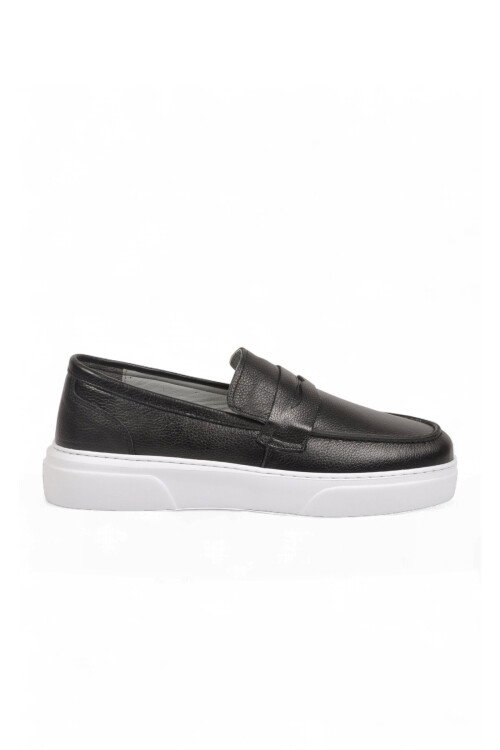 Siyah-Beyaz Hakiki Deri Şık Rahat Erkek Casual Ayakkabı Loafer 272305