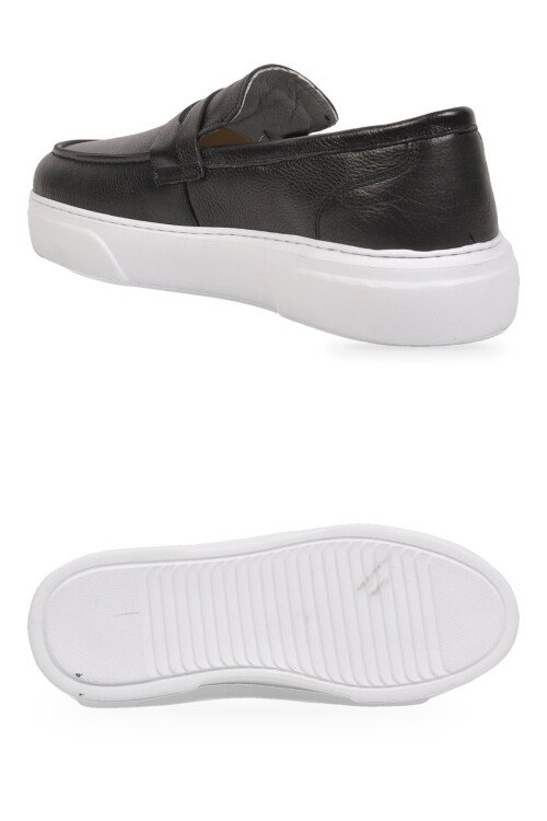 Siyah-Beyaz Hakiki Deri Şık Rahat Erkek Casual Ayakkabı Loafer 272305