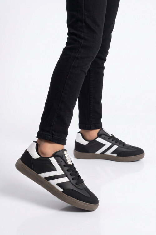Siyah-Beyaz Bağcıklı Hafif Rahat Unisex Yürüyüş ve Spor Ayakkabı Sneaker 234750