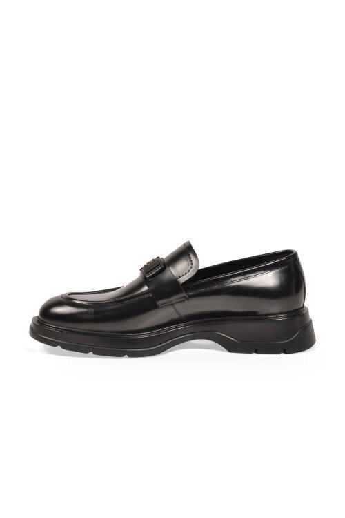 Siyah Hakiki Deri Toka Detaylı Şık Erkek Casual Loafer Ayakkabı 152-24224