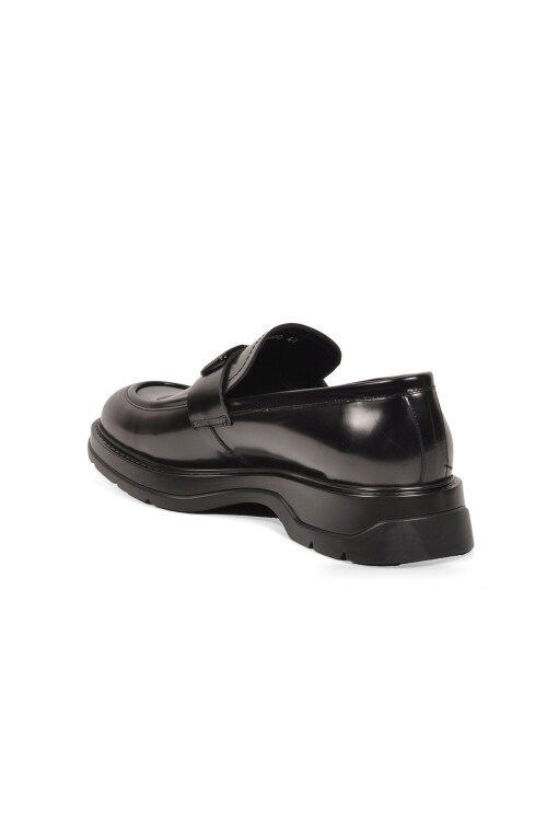 Siyah Hakiki Deri Toka Detaylı Şık Erkek Casual Loafer Ayakkabı 152-24224