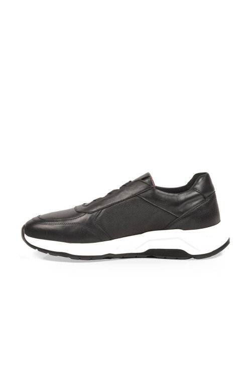 Siyah Hakiki Deri Lastikli Erkek Casual Ayakkabı Sneaker 272573