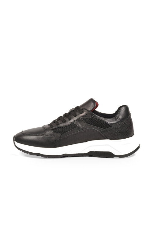 Siyah Hakiki Deri Bağcıklı Erkek Casual Sneaker Ayakkabı 272580