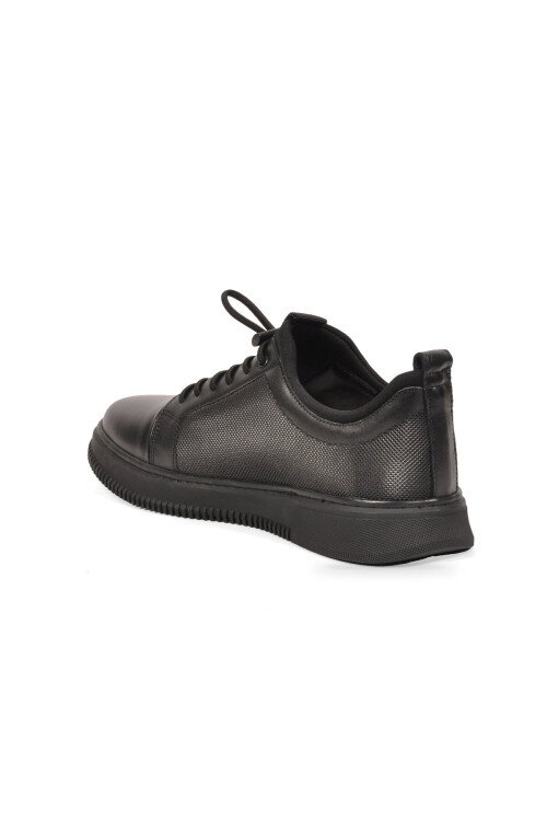 Kauçuk Tabanlı Bağcıklı Sneaker Siyah Hakiki Deri Erkek Casual Ayakkabı 5K0795-2297