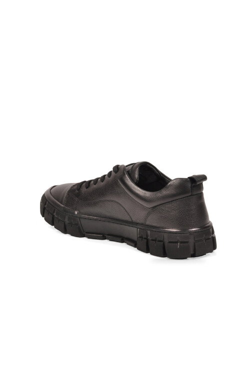 Kauçuk Tabanlı Bağcıklı Sneaker Siyah Hakiki Deri Erkek Casual Ayakkabı 5K2676-7160