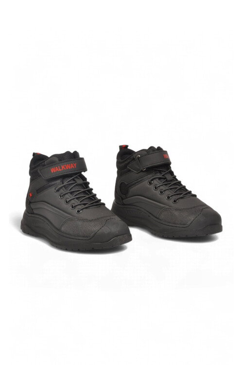 Siyah-Kırmızı Cırt Bantlı Kauçuk Tabanlı Erkek Çocuk Sneaker Bot Surge 2037