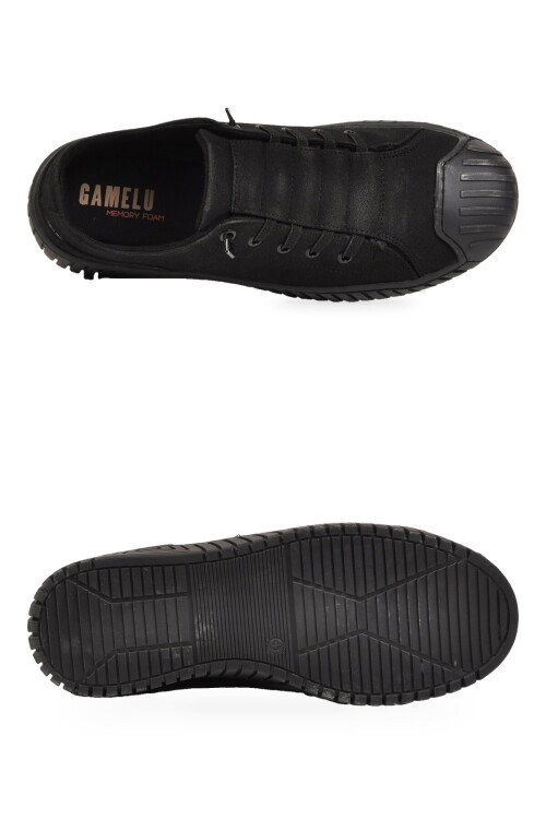 Siyah Nubuk Hafif Esnek Keten Memory Foam Taban Erkek Casual Yürüyüş Ayakkabı Vigor M