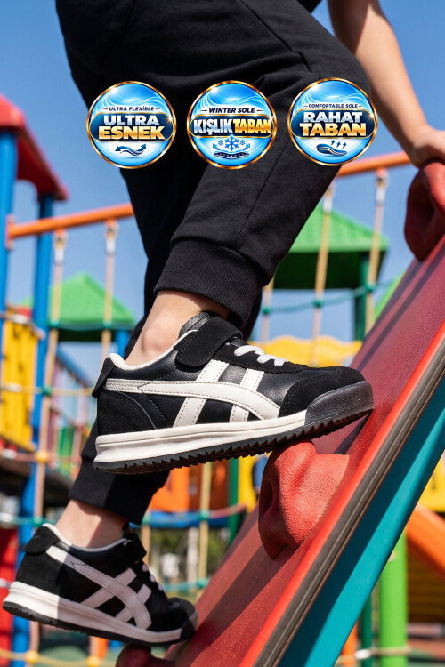 Pudra Cırt Bantlı Kauçuk Tabanlı Unisex Çocuk Spor Ayakkabı Sneaker Tigor
