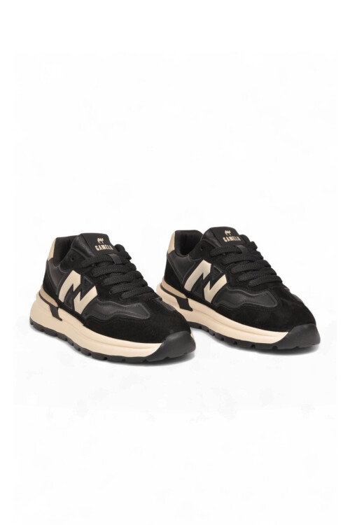 Bağcıklı Kalın Tabanlı Şık Rahat Memory Foam Siyah Erkek Casual Yürüyüş Ayakkabı Sneaker Draw