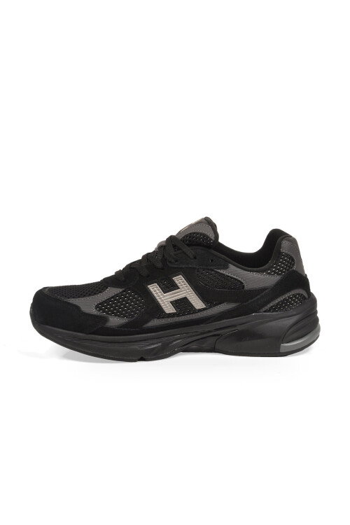 Siyah Hafif Rahat Esnek Bağcıklı Erkek Yürüyüş ve Spor Ayakkabı Sneaker Chıve V1 101 26570