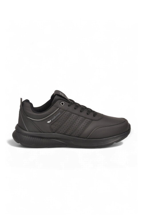 Siyah Bağcıklı Hafif Esnek Rahat Erkek Yürüyüş ve Spor Ayakkabı Sneaker Wood 4040