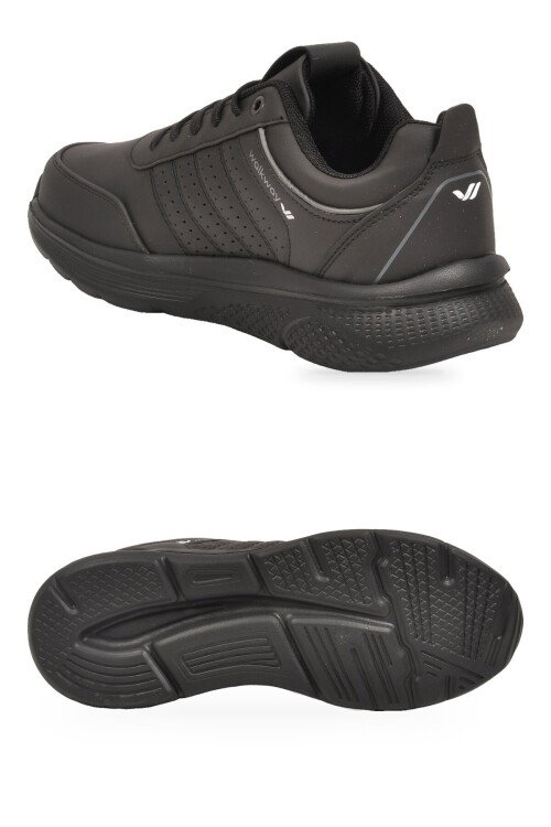 Siyah Bağcıklı Hafif Esnek Rahat Erkek Yürüyüş ve Spor Ayakkabı Sneaker Wood 4040