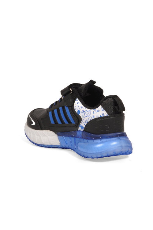 Cırt Bantlı Kalın Tabanlı Siyah-Saks Erkek Çocuk Yürüyüş ve Spor Ayakkabı Sneaker 748 Cilt