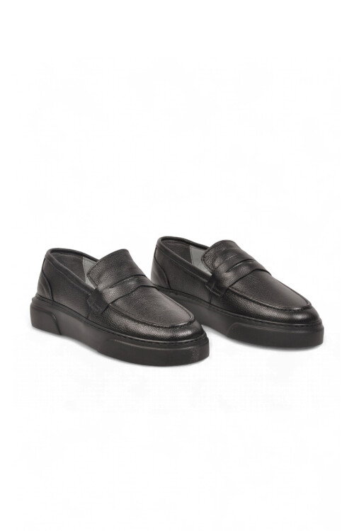 Siyah Hakiki Deri Şık Rahat Erkek Casual Ayakkabı Loafer 272305