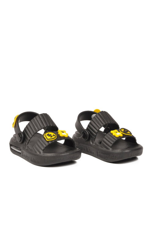 Hafif Rahat Yumuşa Tabanlı Aksesuarlı Işıklı Siyah Unisex Çocuk Terlik 4592 B-P