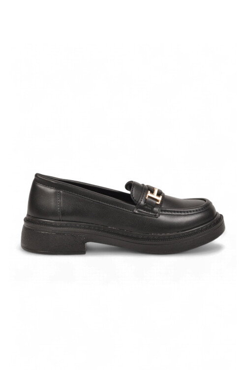 Tokalı Şık Rahat Hafif Kadın Siyah Klasik Casual Ayakkabı Loafer 1805 Z