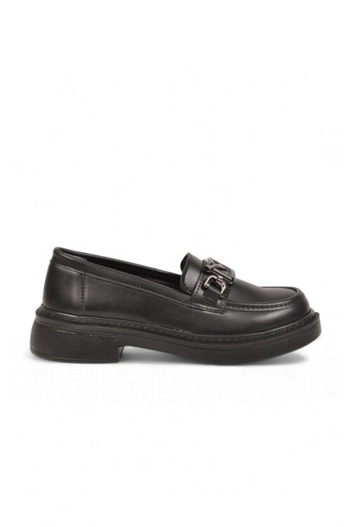 Tokalı Hafif Rahat Şık Siyah Kadın Klasik Casual Ayakkabı Loafer 1837 Z