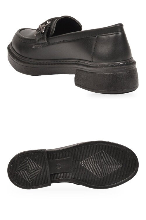 Tokalı Hafif Rahat Şık Siyah Kadın Klasik Casual Ayakkabı Loafer 1837 Z