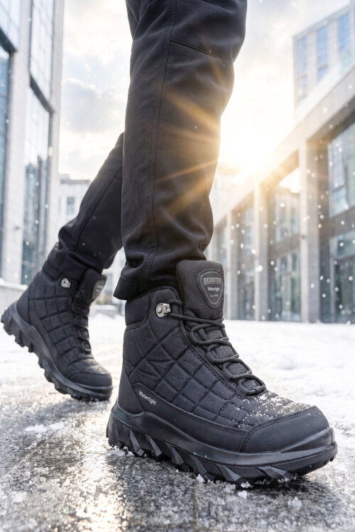 Tekstil Siyah Kaymaz Tabanlı Su İtici Bağcıklı Erkek Outdoor Trekking Bot M7214