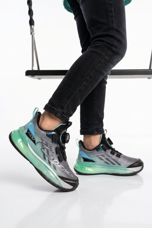 Akıllı Bağcıklı Hafif Rahat Yeşil Unisex Çocuk Spor Ayakkabı Sneaker Play P