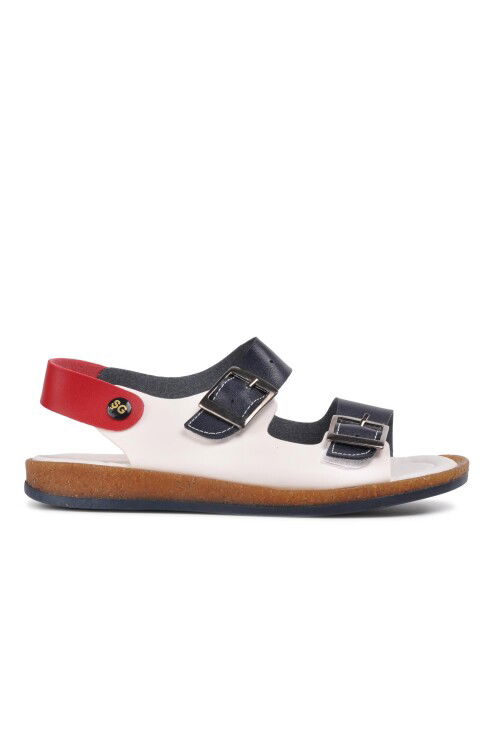 Navy Blue Red Orthopedic Boys Sandals 006 F