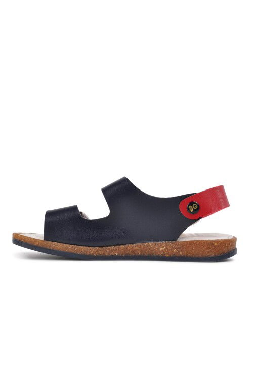 Navy Blue Red Orthopedic Boys Sandals 006 F