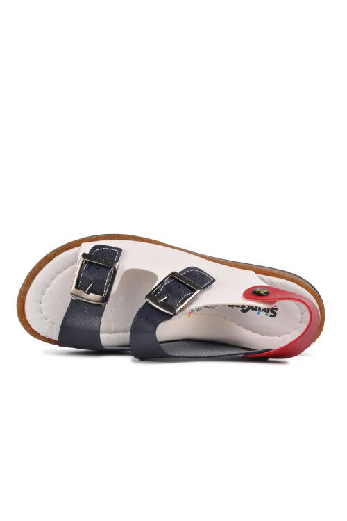 Navy Blue Red Orthopedic Boys Sandals 006 F