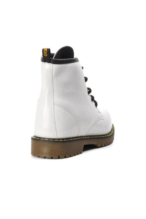 White Lace-Up Zippered Girls Boots 705 F